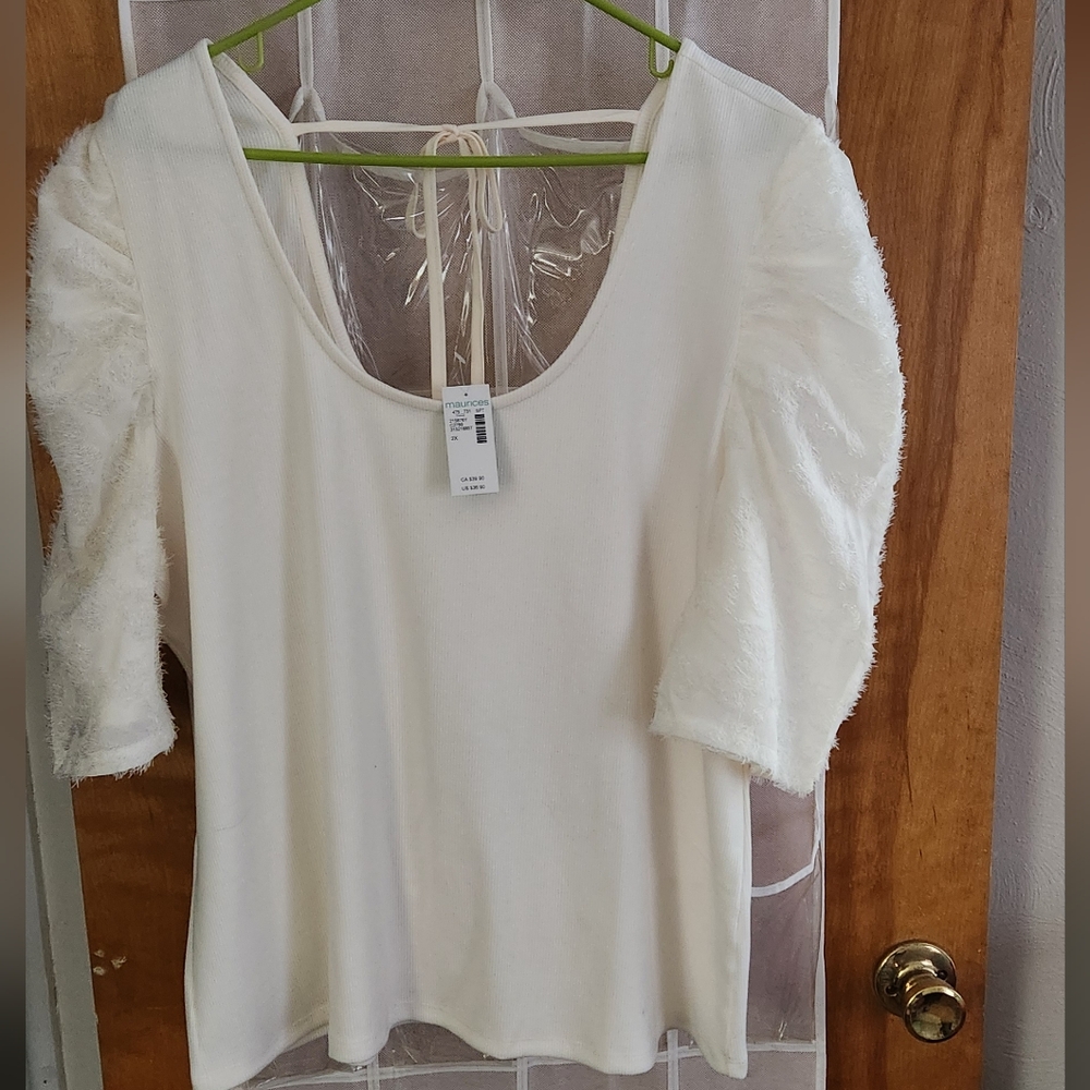 Mixed Media Scoop Neck Blouse